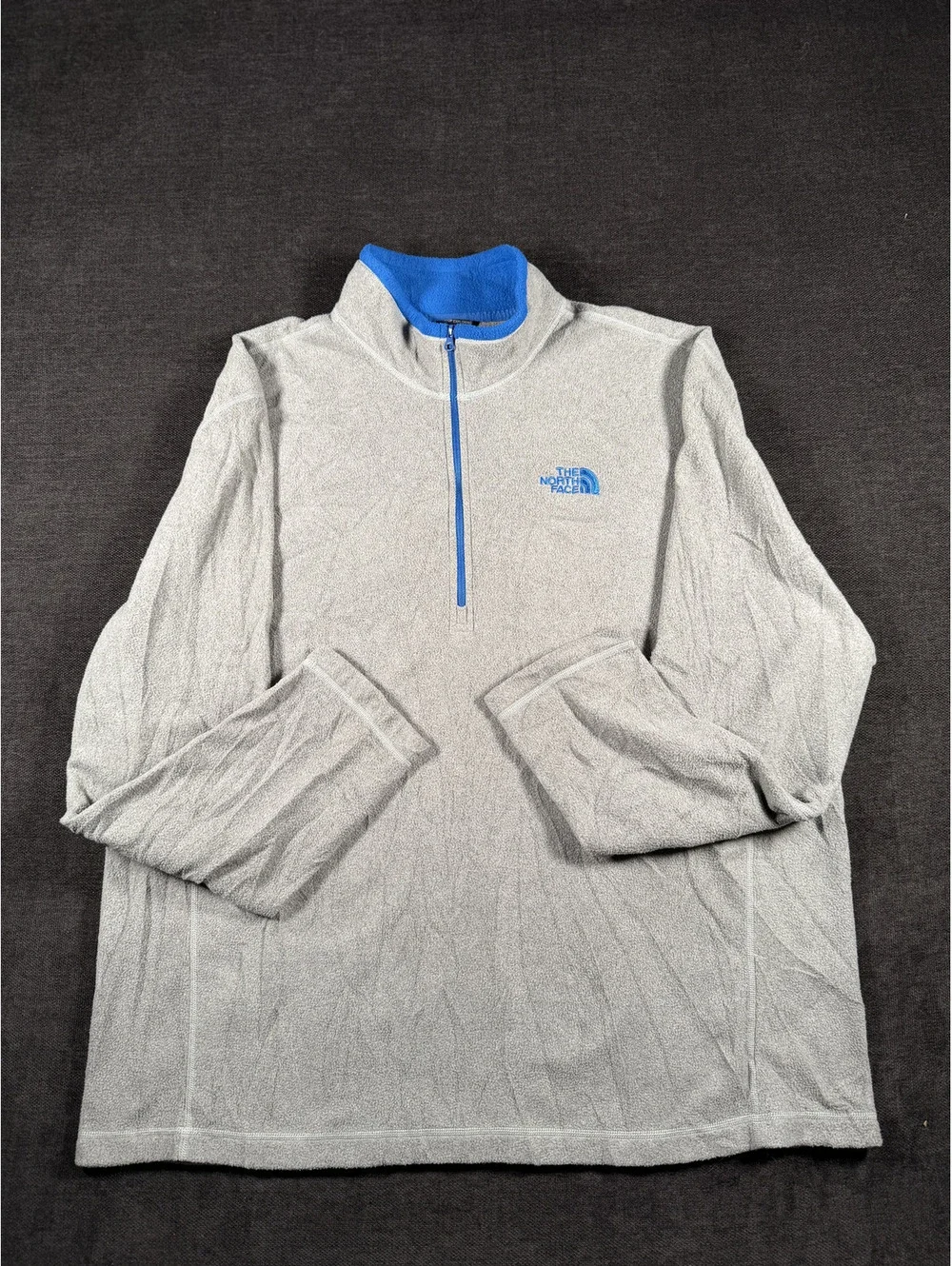 The North Face Men's XL Gray Fleece Pullover with Blue Accents
